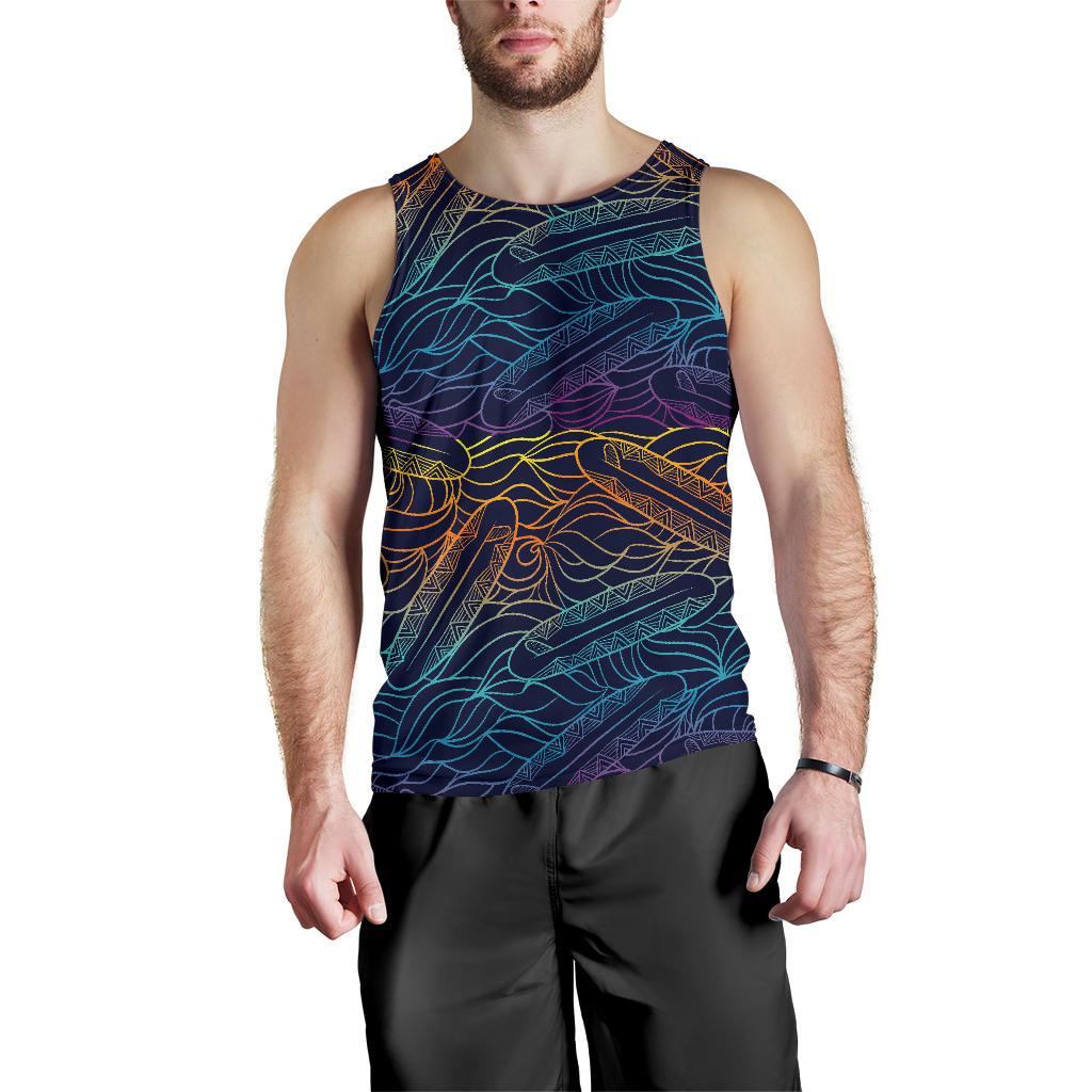 EDM Surfing Wave Pattern Print Men's Tank Top