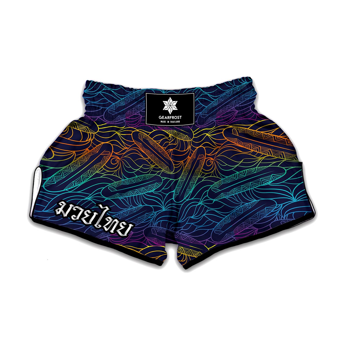 EDM Surfing Wave Pattern Print Muay Thai Boxing Shorts