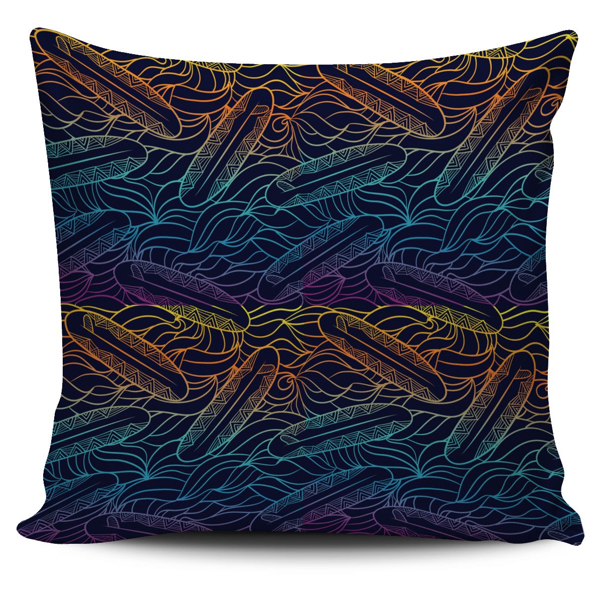 EDM Surfing Wave Pattern Print Pillow Cover