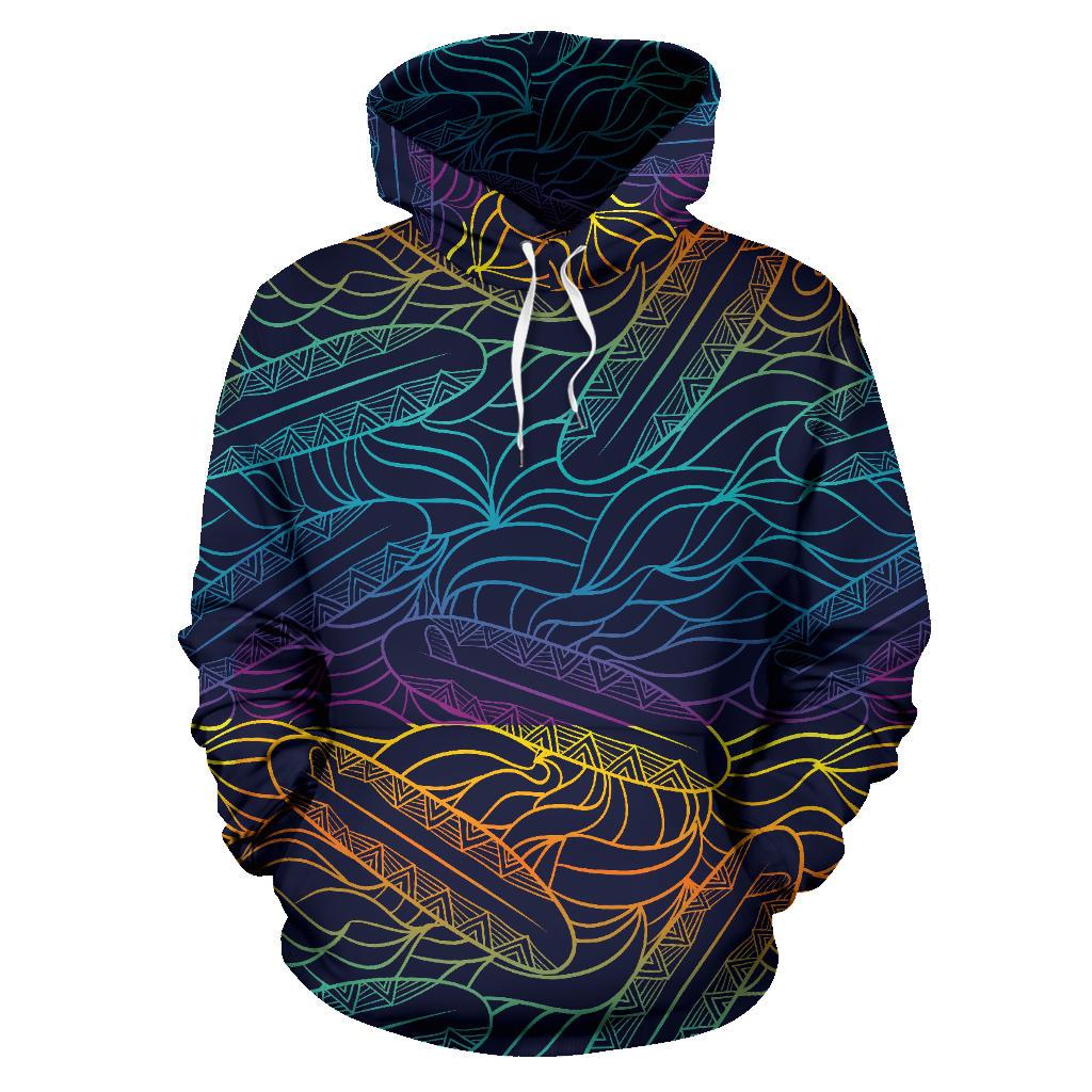 EDM Surfing Wave Pattern Print Pullover Hoodie