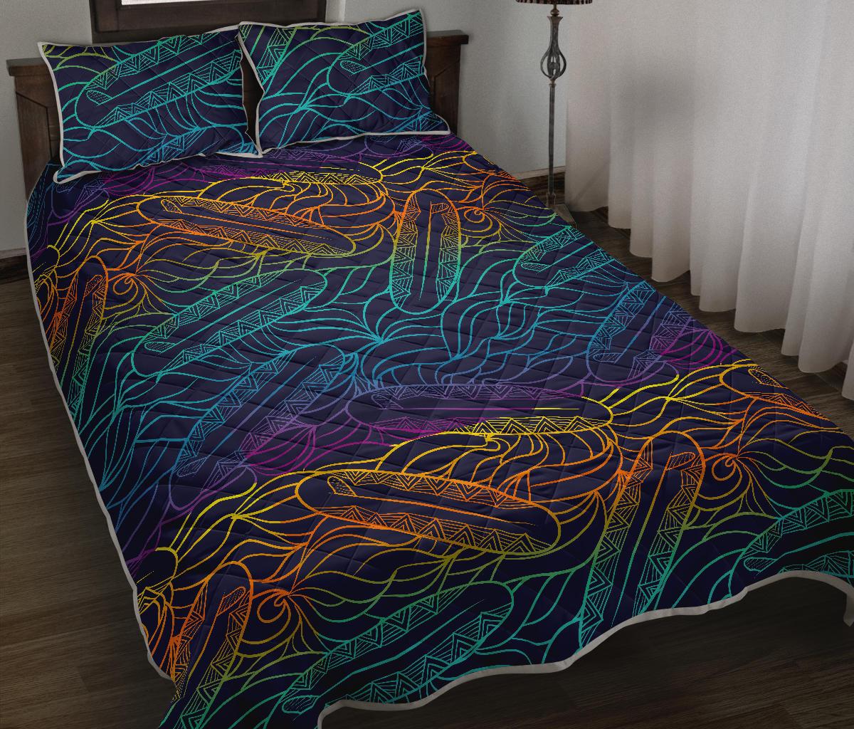 EDM Surfing Wave Pattern Print Quilt Bed Set