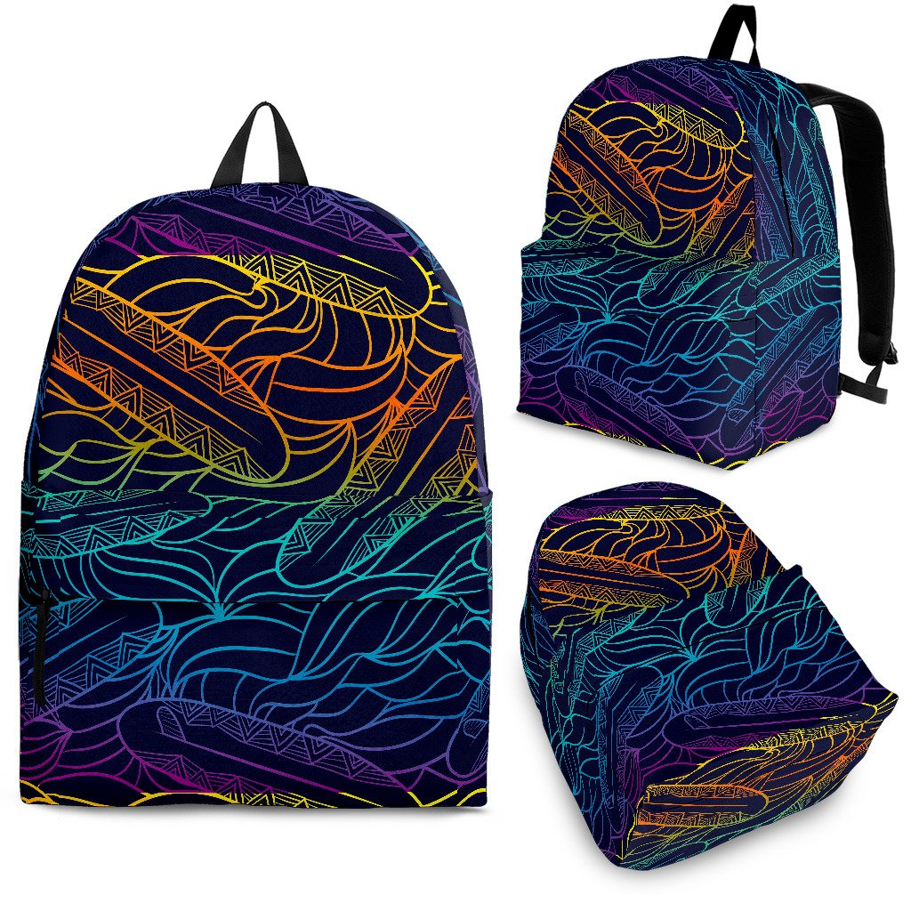 EDM Surfing Wave Pattern Print School Backpack