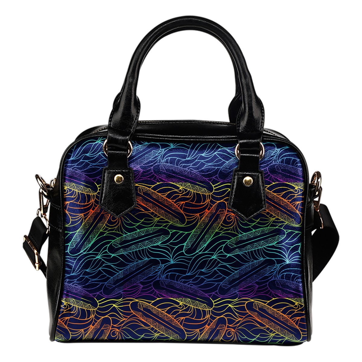 EDM Surfing Wave Pattern Print Shoulder Handbag