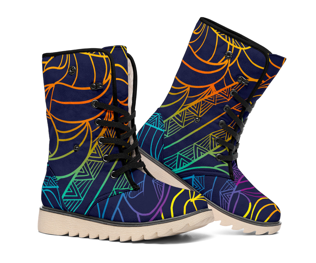 EDM Surfing Wave Pattern Print Winter Boots