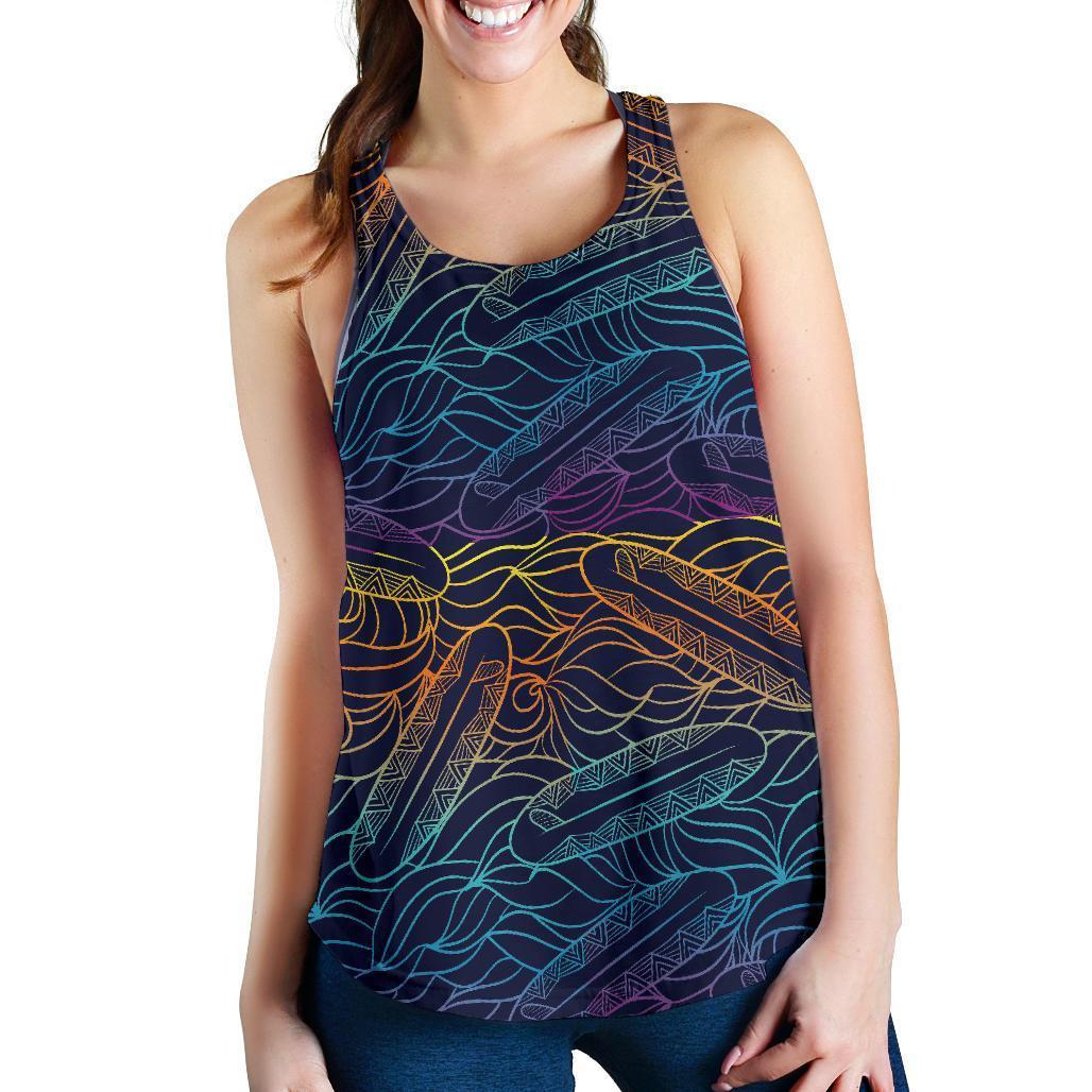 EDM Surfing Wave Pattern Print Women's Racerback Tank Top