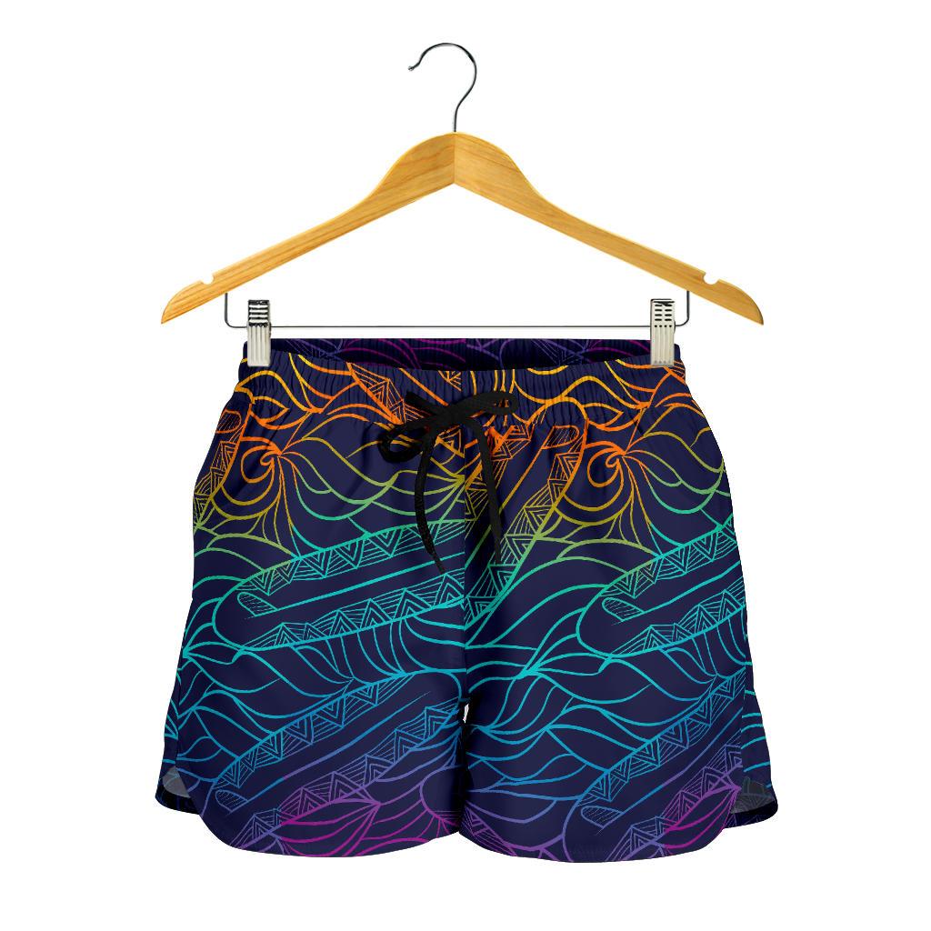 EDM Surfing Wave Pattern Print Women's Shorts