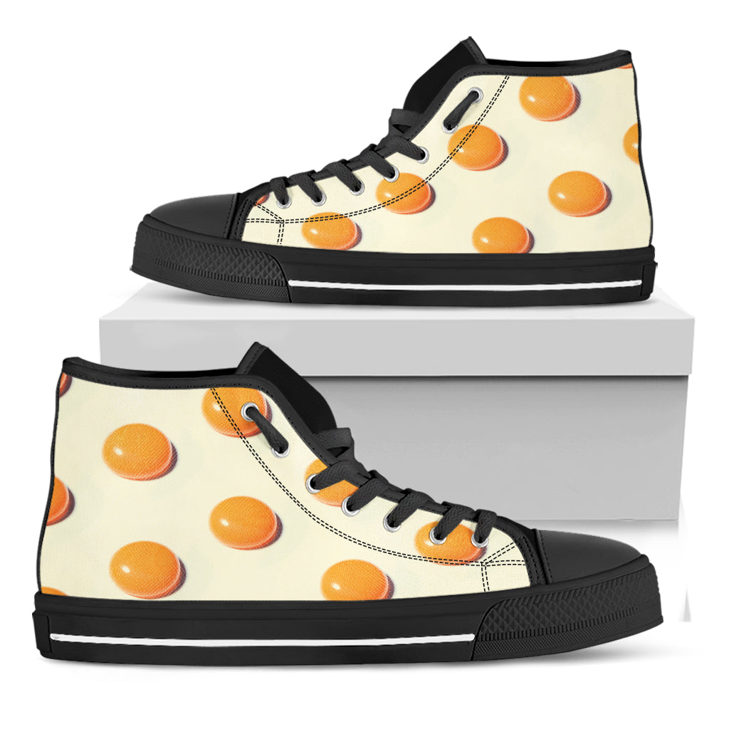 Egg Yolk Pattern Print Black High Top Shoes