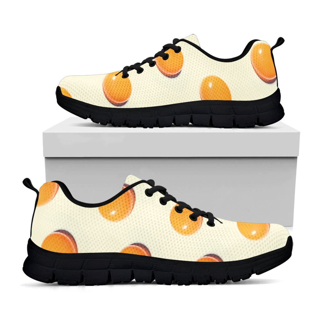 Egg Yolk Pattern Print Black Sneakers