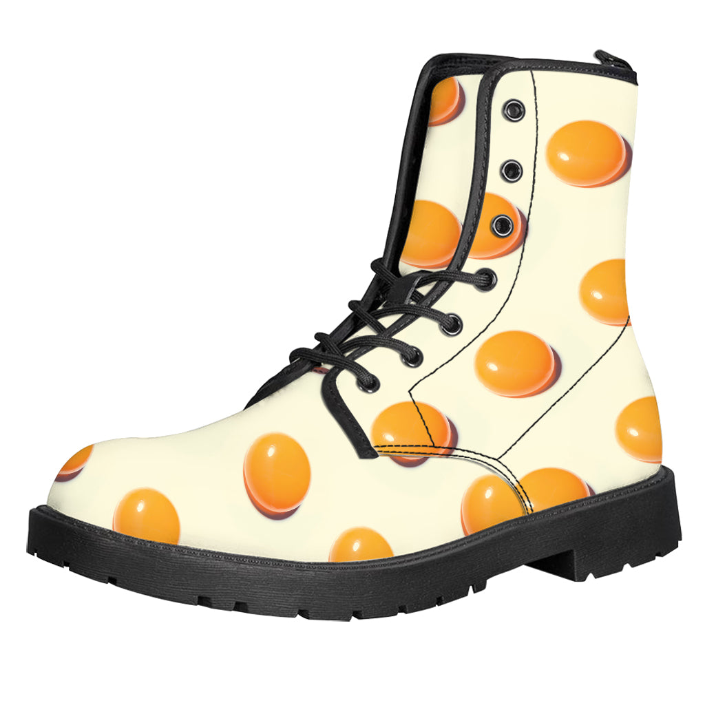 Egg Yolk Pattern Print Leather Boots