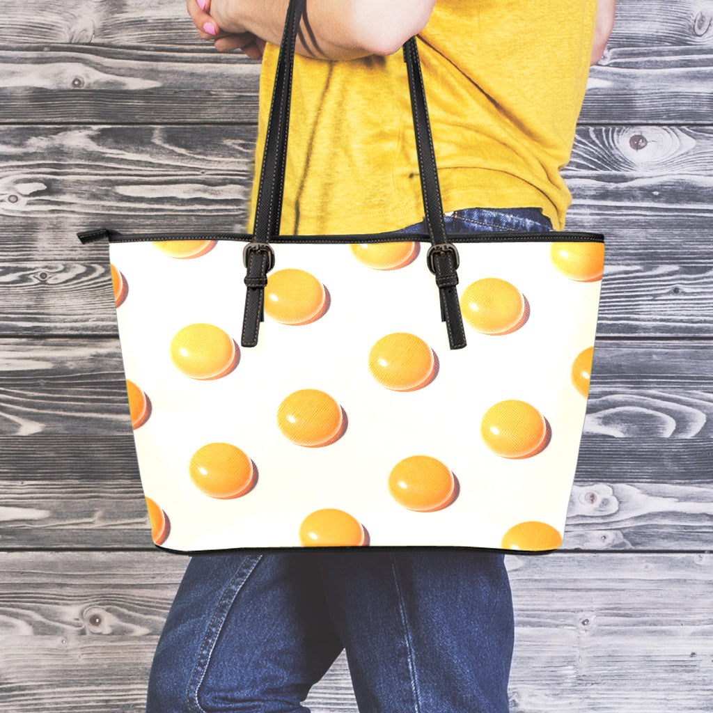 Egg Yolk Pattern Print Leather Tote Bag