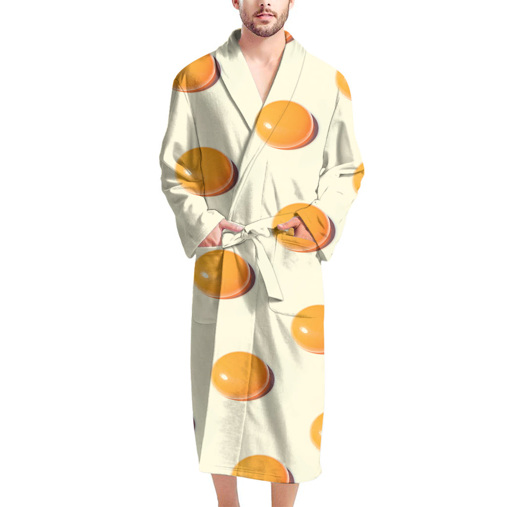 Egg Yolk Pattern Print Men's Bathrobe