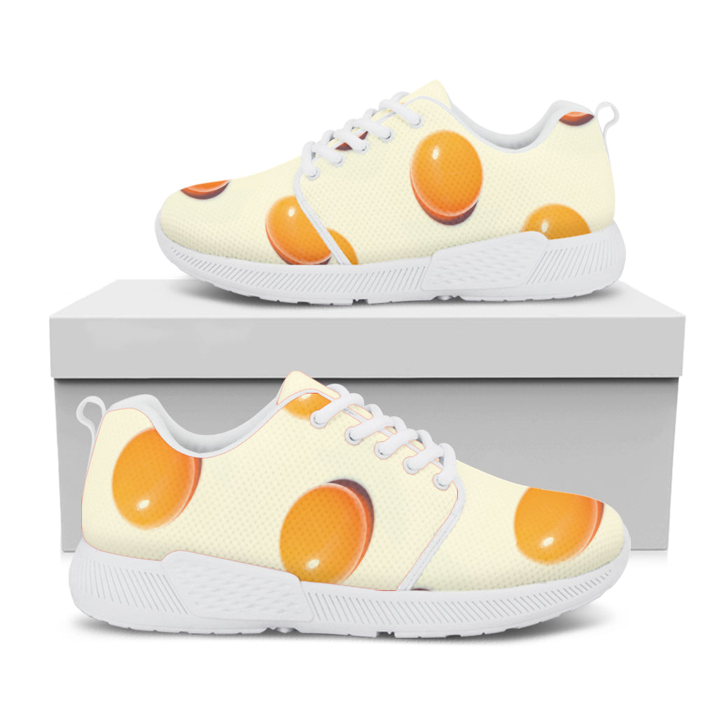 Egg Yolk Pattern Print White Athletic Shoes