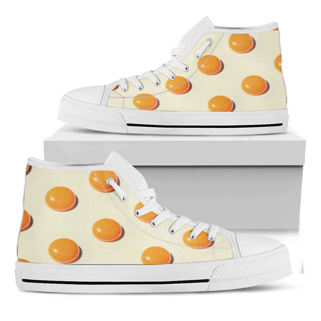 Egg Yolk Pattern Print White High Top Shoes