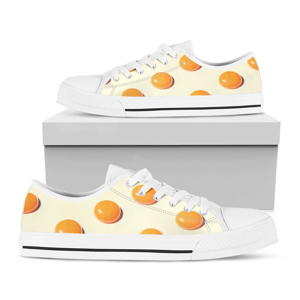 Egg Yolk Pattern Print White Low Top Shoes