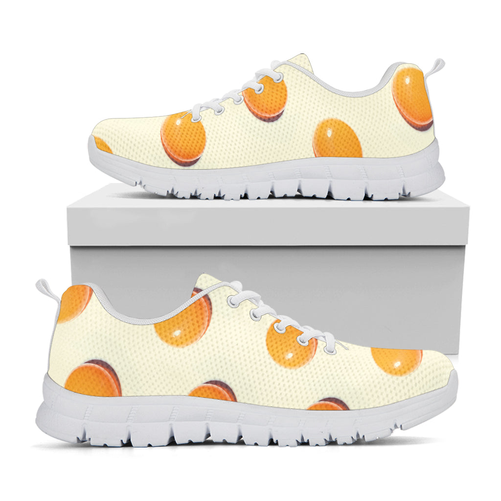 Egg Yolk Pattern Print White Sneakers