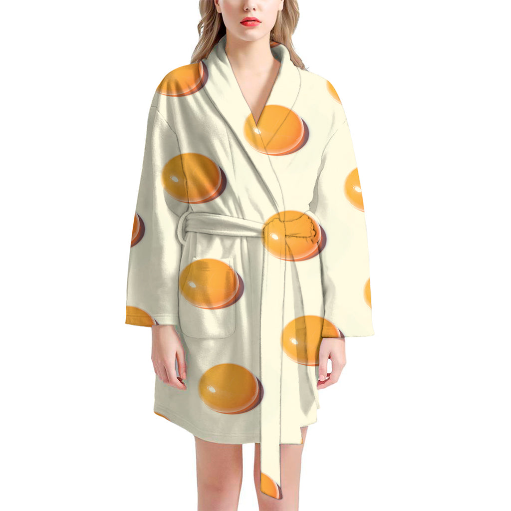 Egg Yolk Pattern Print Women's Bathrobe