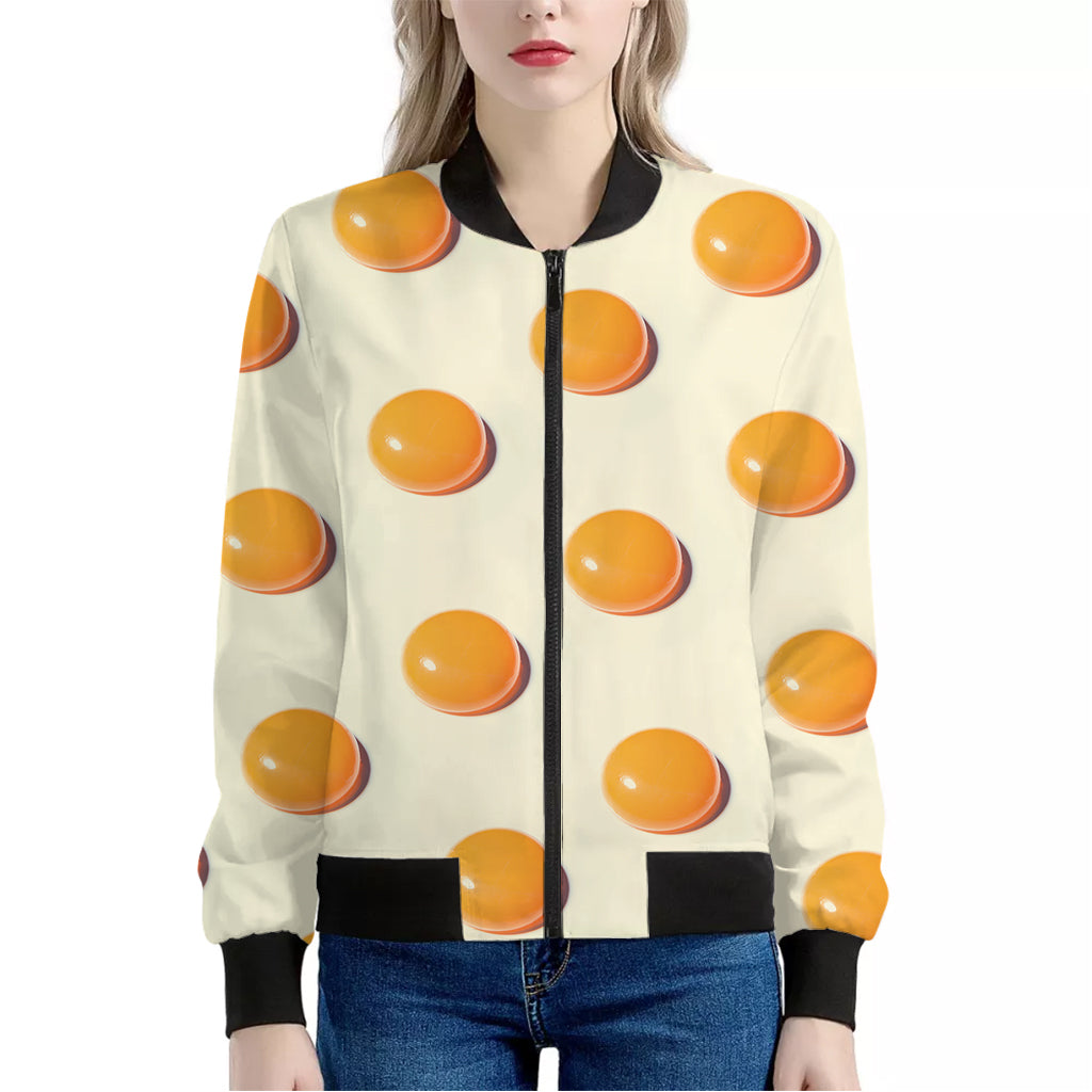 Egg Yolk Pattern Print Women's Bomber Jacket