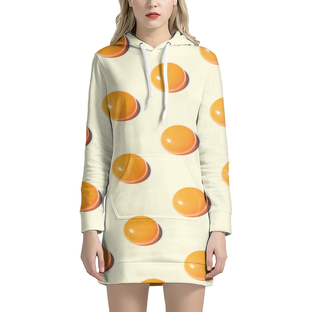 Egg Yolk Pattern Print Women's Pullover Hoodie Dress