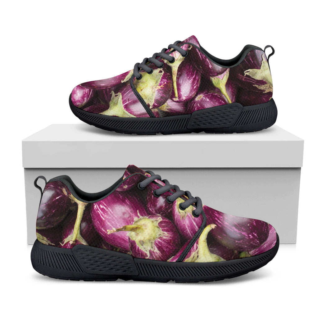 Eggplant Print Black Athletic Shoes