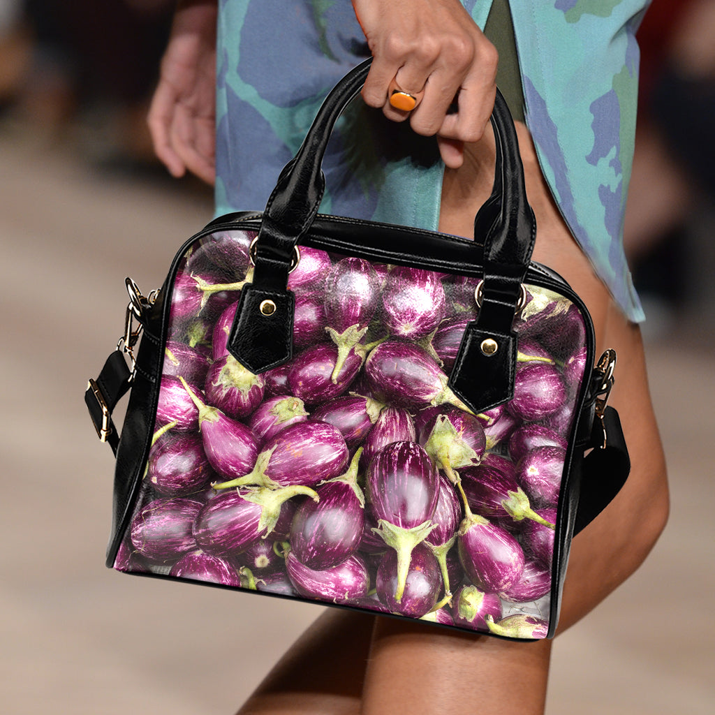 Eggplant Print Shoulder Handbag