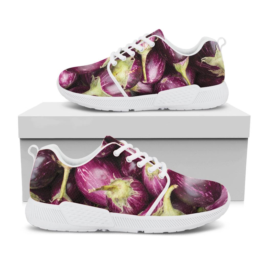 Eggplant Print White Athletic Shoes