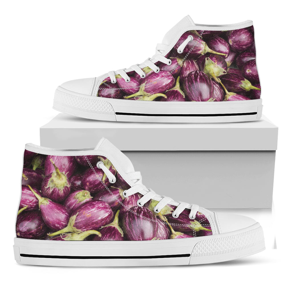 Eggplant Print White High Top Shoes