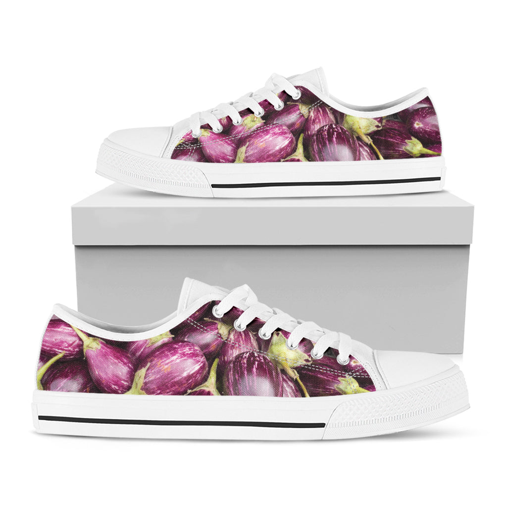 Eggplant Print White Low Top Shoes