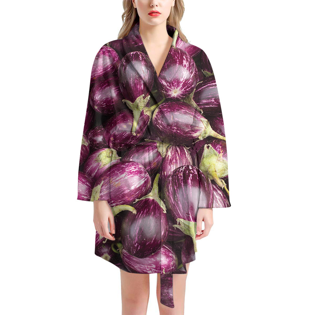 Eggplant Print Women's Bathrobe