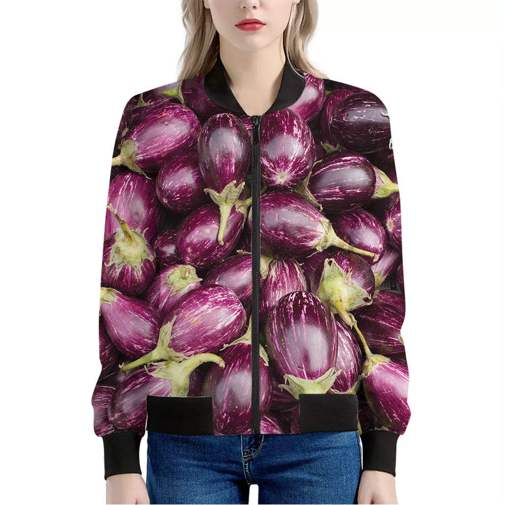 Eggplant Print Women's Bomber Jacket