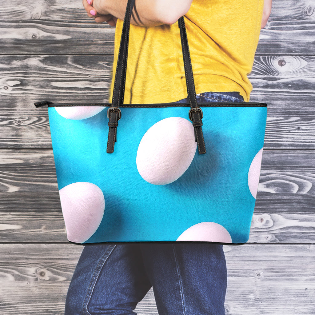 Eggs Pattern Print Leather Tote Bag