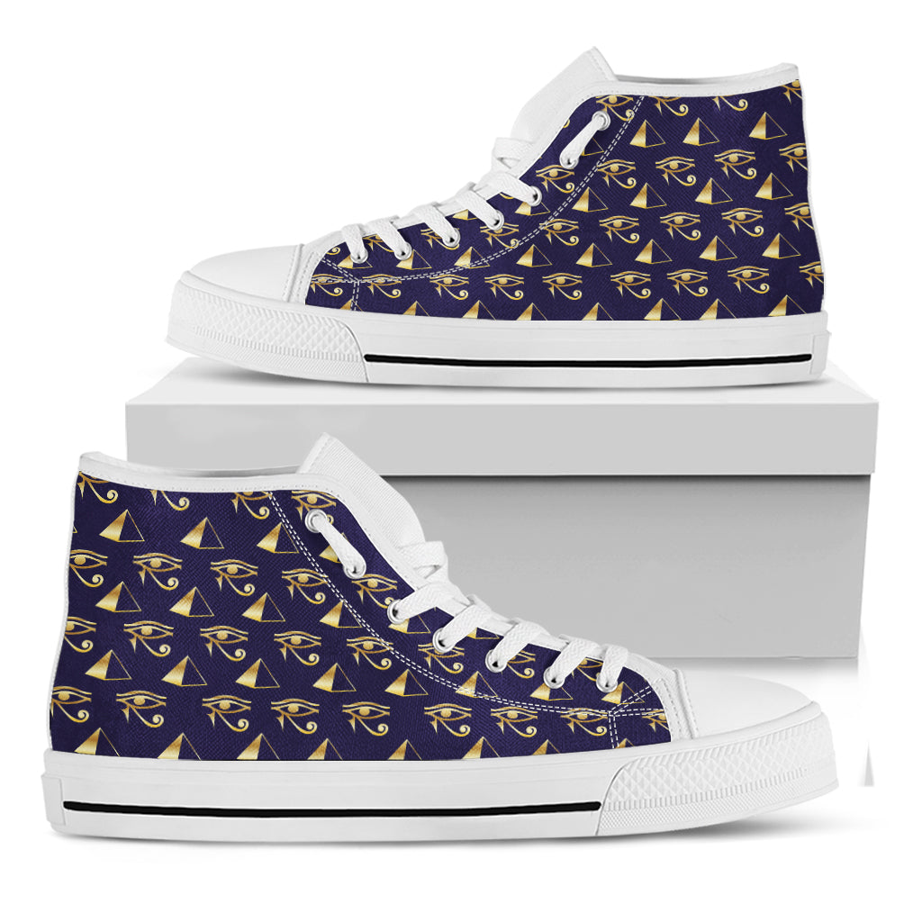 Egypt Eye Of Horus Pattern Print White High Top Shoes