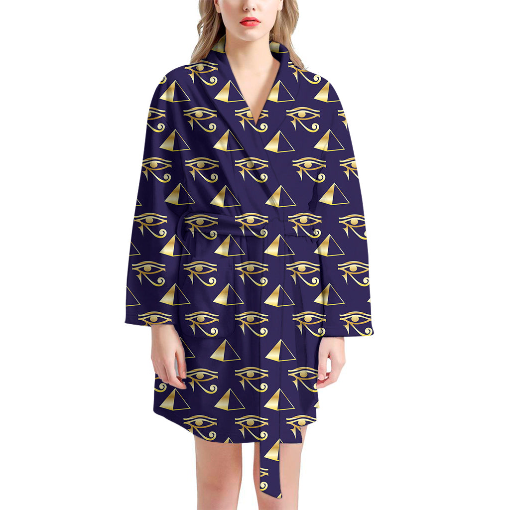 Egypt Eye Of Horus Pattern Print Women's Bathrobe