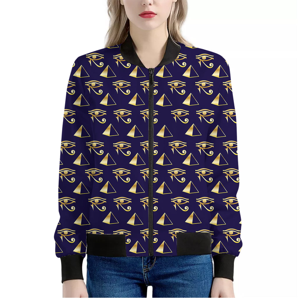 Egypt Eye Of Horus Pattern Print Women's Bomber Jacket