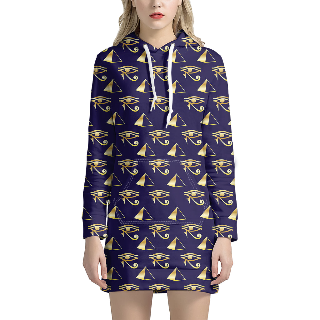 Egypt Eye Of Horus Pattern Print Women's Pullover Hoodie Dress