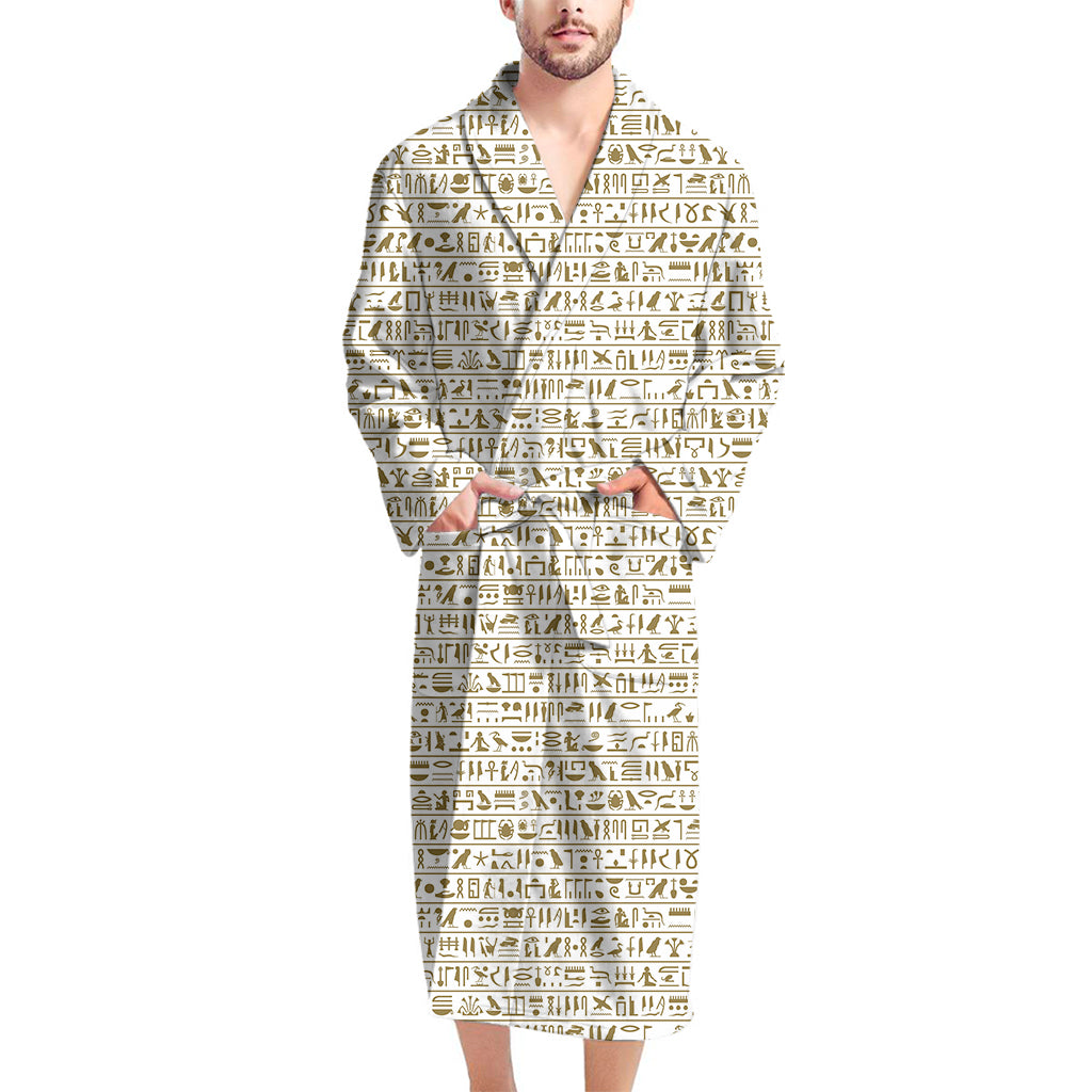 Egypt Hieroglyphs Pattern Print Men's Bathrobe