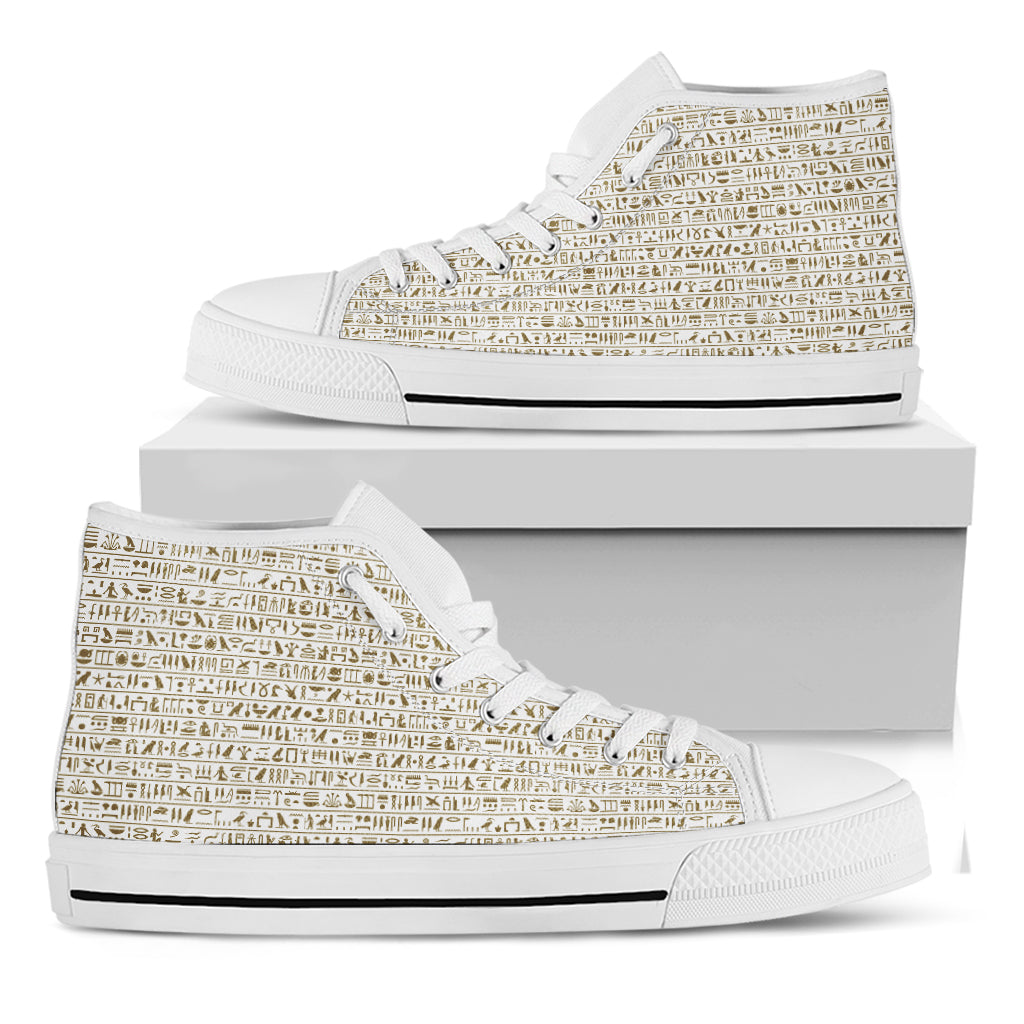 Egypt Hieroglyphs Pattern Print White High Top Shoes