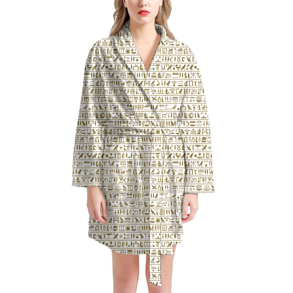 Egypt Hieroglyphs Pattern Print Women's Bathrobe