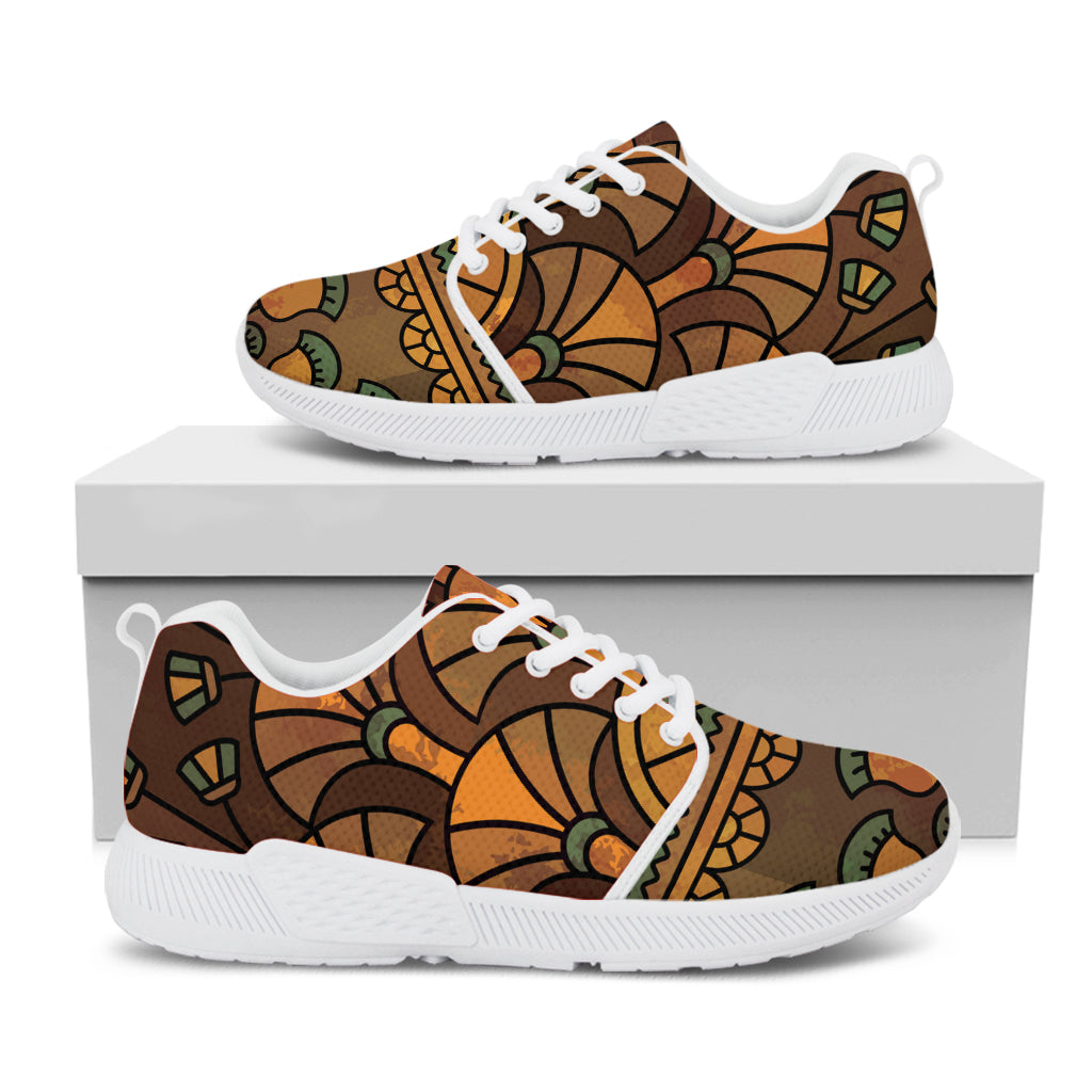 Egyptian Ethnic Pattern Print White Athletic Shoes