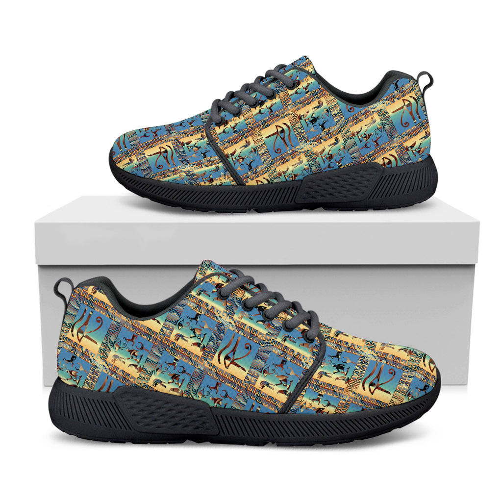 Egyptian Eye Of Horus Pattern Print Black Athletic Shoes