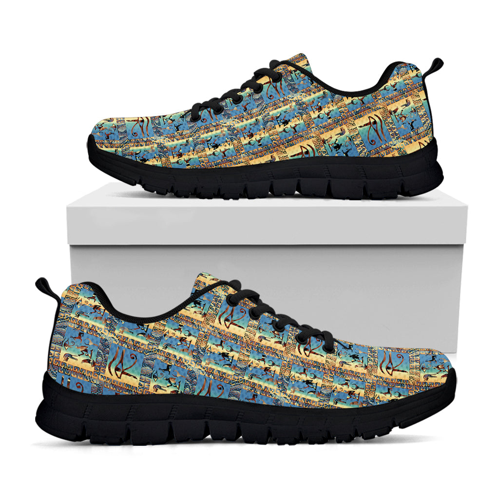 Egyptian Eye Of Horus Pattern Print Black Sneakers