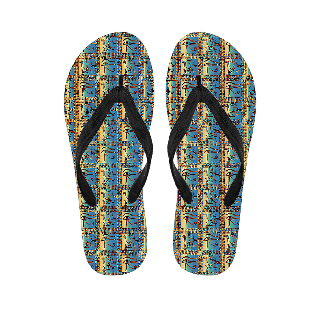 Egyptian Eye Of Horus Pattern Print Flip Flops