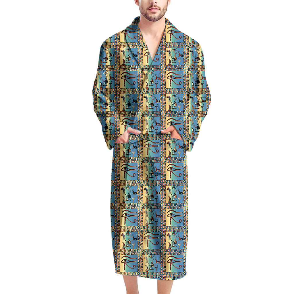 Egyptian Eye Of Horus Pattern Print Men's Bathrobe