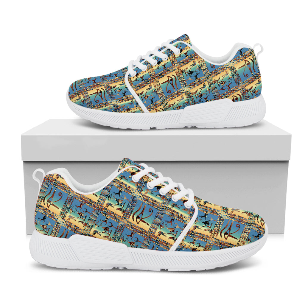 Egyptian Eye Of Horus Pattern Print White Athletic Shoes