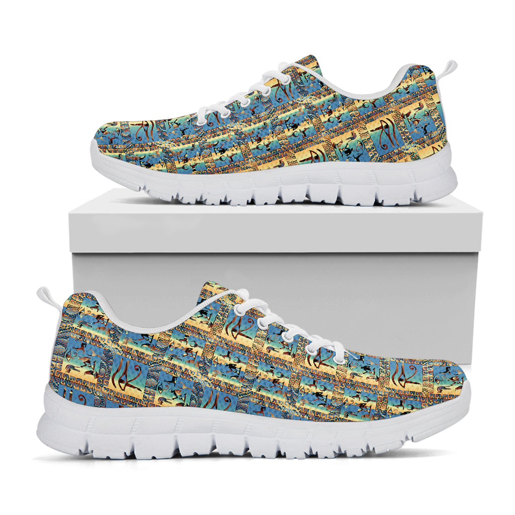 Egyptian Eye Of Horus Pattern Print White Sneakers