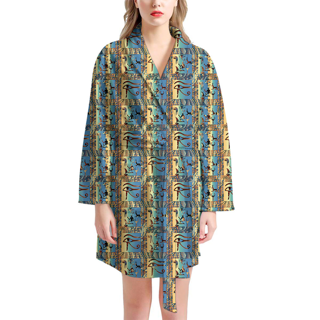 Egyptian Eye Of Horus Pattern Print Women's Bathrobe