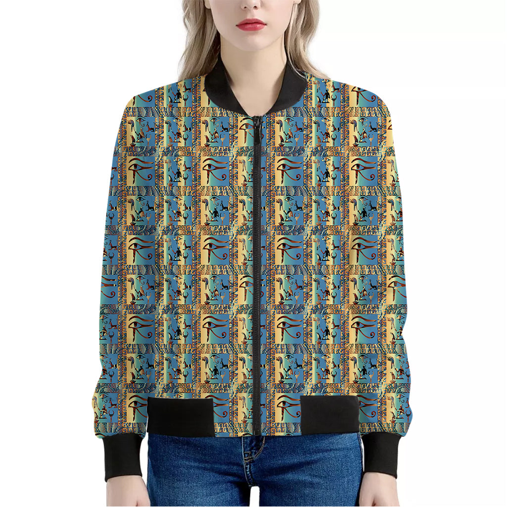 Egyptian Eye Of Horus Pattern Print Women's Bomber Jacket