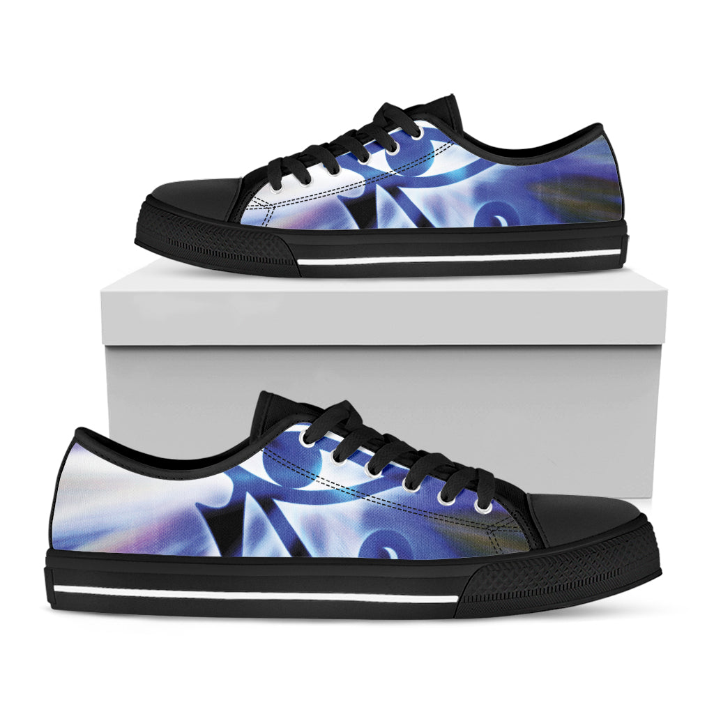 Egyptian Eye Of Horus Print Black Low Top Shoes