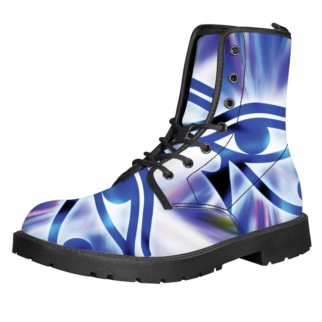 Egyptian Eye Of Horus Print Leather Boots