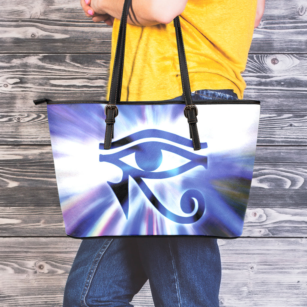 Egyptian Eye Of Horus Print Leather Tote Bag