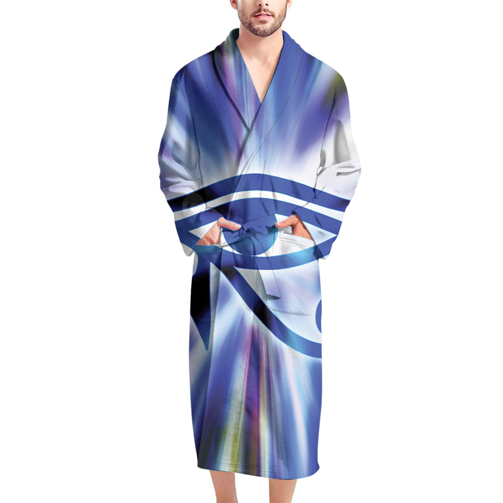 Egyptian Eye Of Horus Print Men's Bathrobe